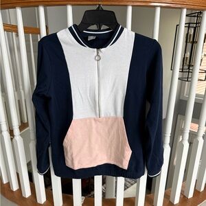 VENUS Navy, White & Blush Colorblock Zip Pullover